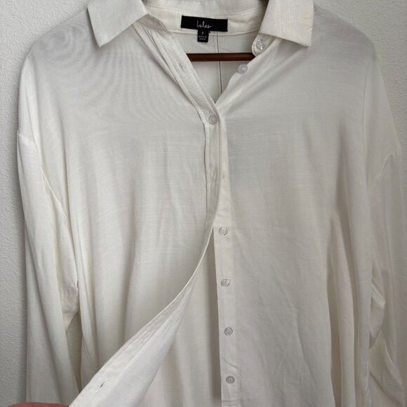 Lulus Casual Elegance White Long Sleeve Button-up Top - Size S - Picture 4 of 6